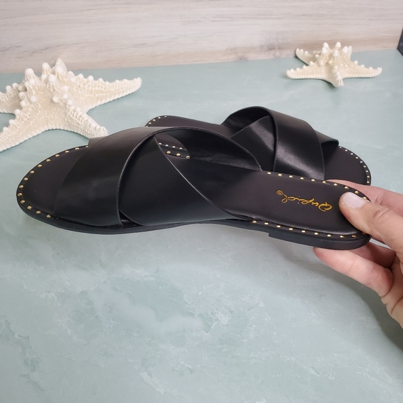 New! Black X Band Slide Sandals - Picture 3 of 4